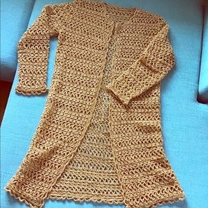 RARE Vtg Gold Metallic 1960s Designer Crochet Coat